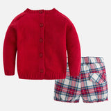 Mayoral Baby Boys Red Jumper & Tartan Shorts Set - 2207