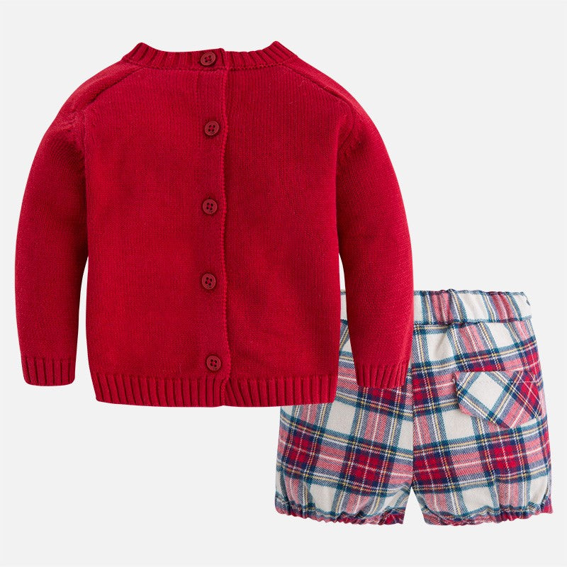 Mayoral Baby Boys Red Jumper & Tartan Shorts Set - 2207