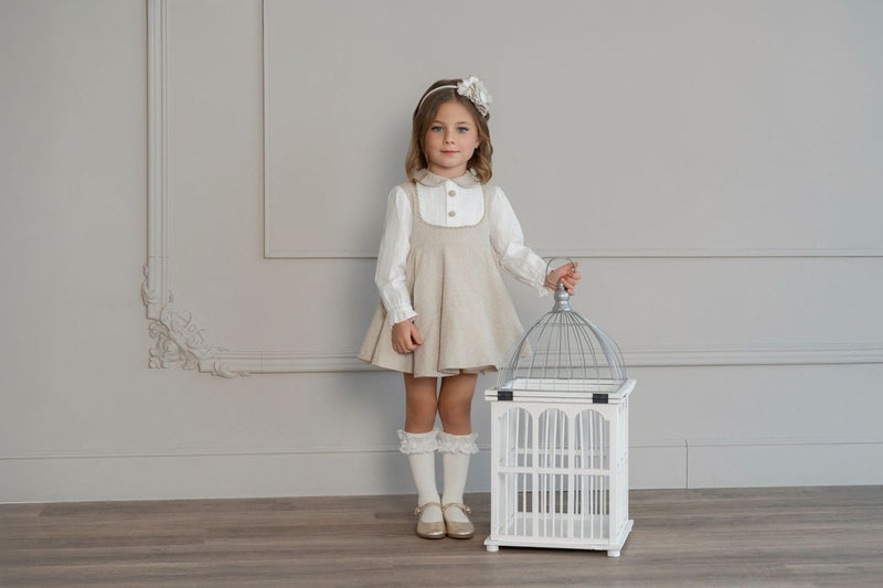 Miranda Girls Cream & Beige Dress - 222 V