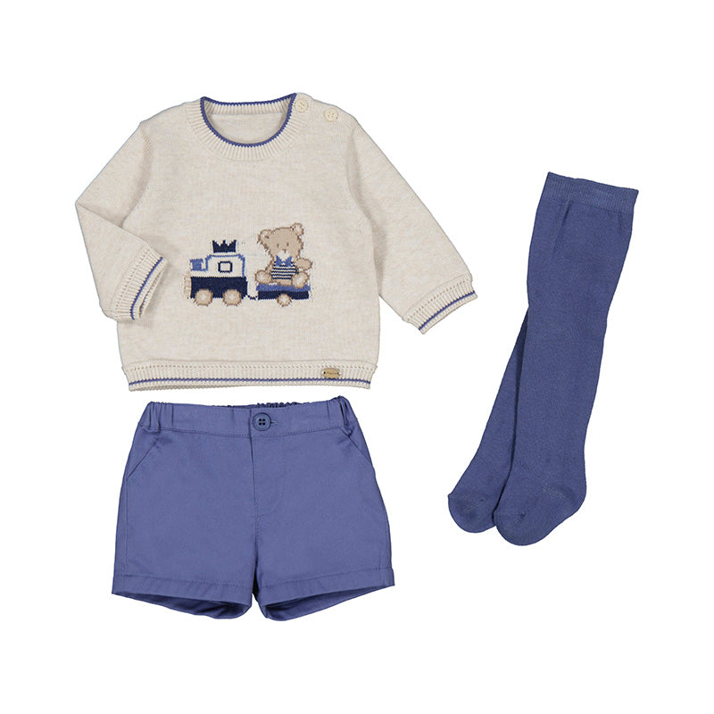 Mayoral Baby Boys Three Piece Set Jumper, Shorts Tights 2240