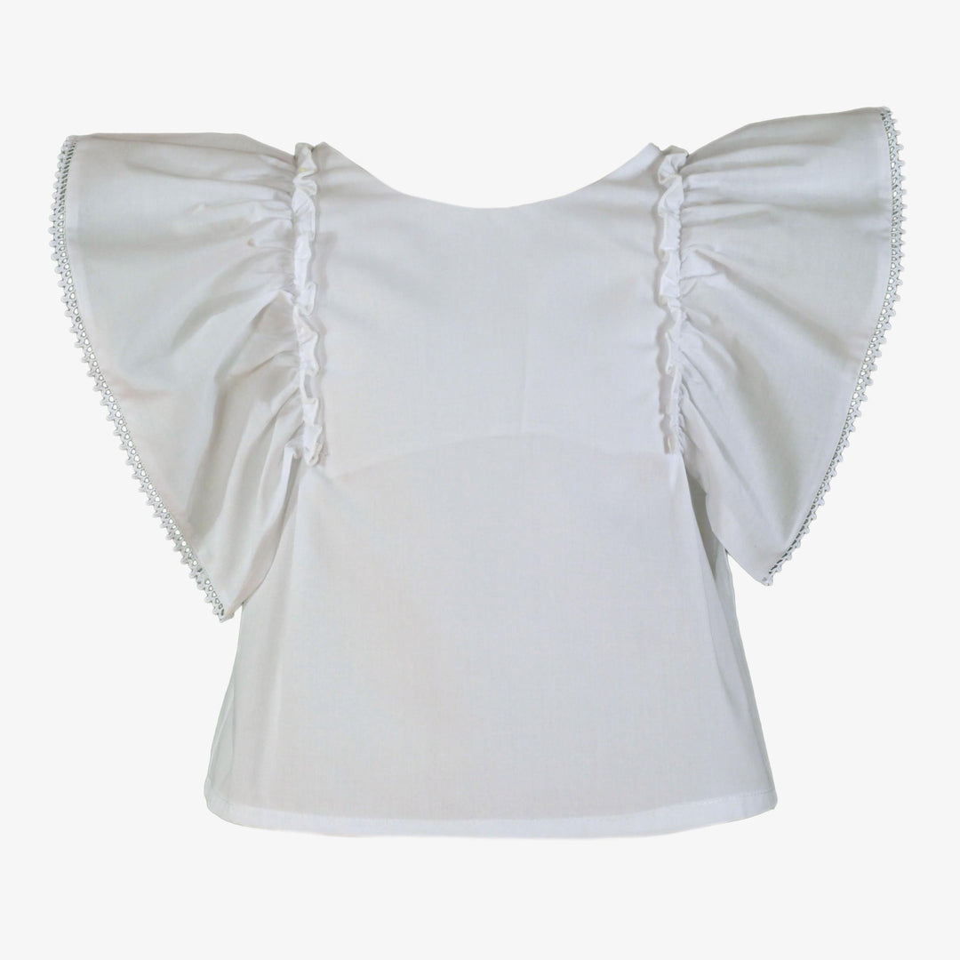 Miranda Girls White & Peach Skirt & Blouse Set - 229