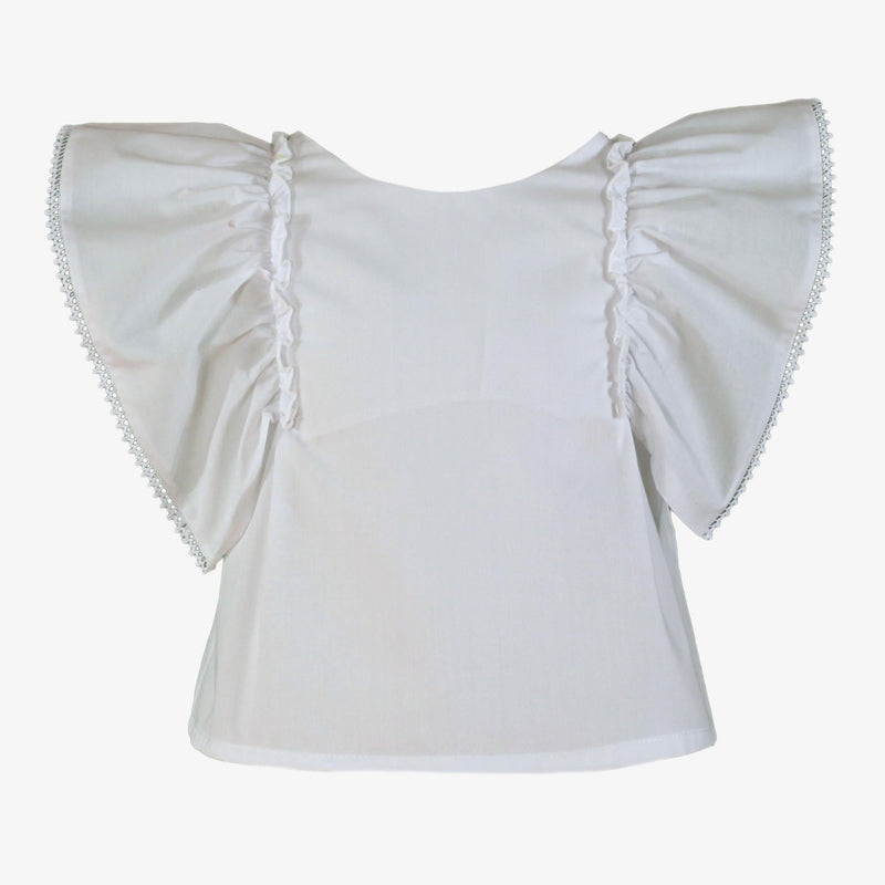 Miranda Girls White & Peach Skirt & Blouse Set - 229