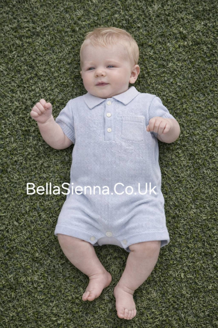 Sarah Louise Boys Light Blue Knitted Romper -008157