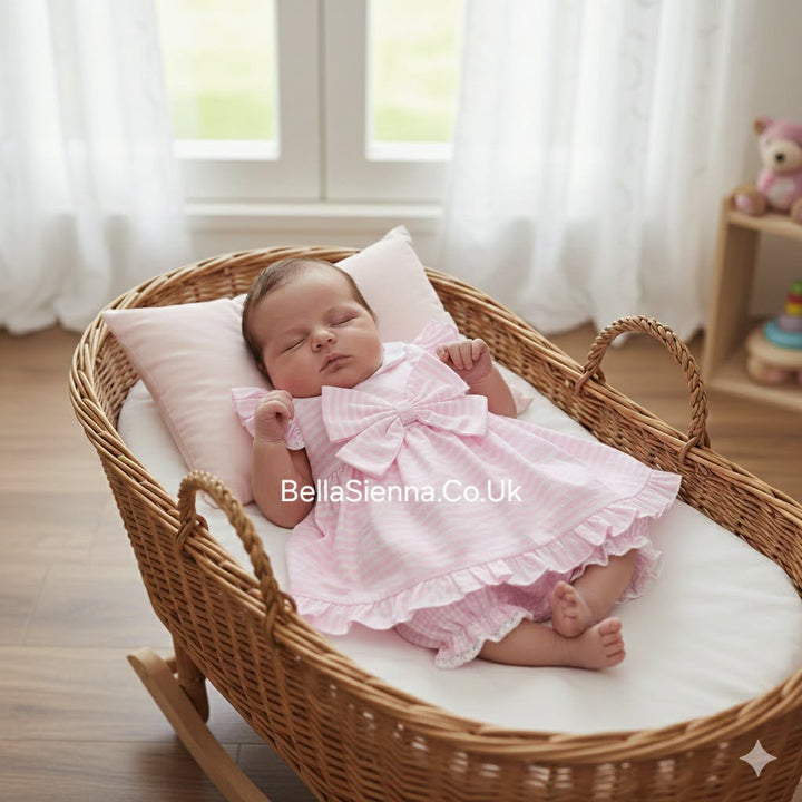 Blues Baby Pink & White Dress & Pants Set - BB0378