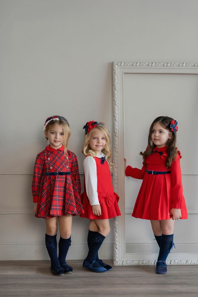 Miranda Girls White Blouse & Red Pinafore Dress Set - 232