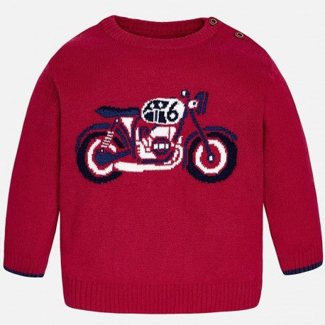 Mayoral Boys Red Jumper With Motorbike & Navy Trousers Set - 2344