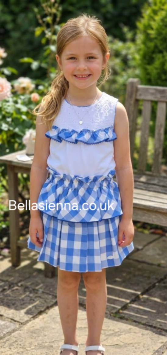 Miranda Blue & White Skirt & Top Set - 238