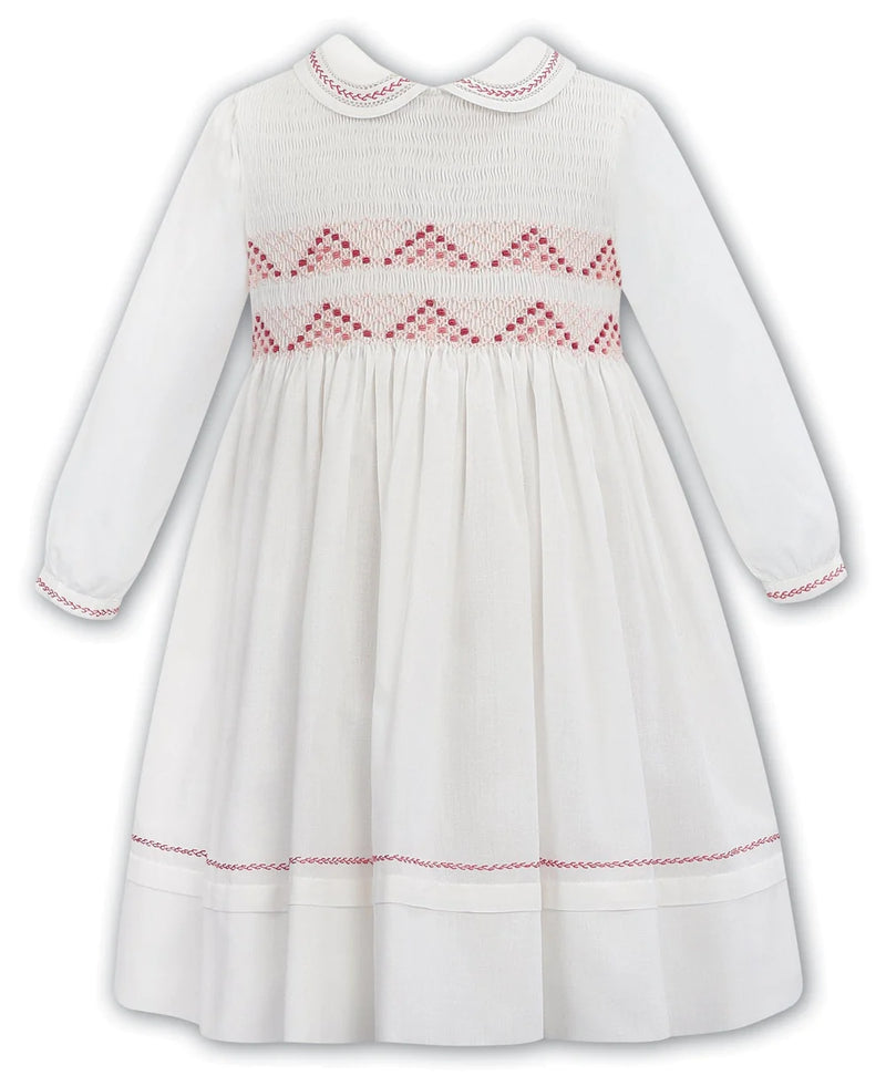Sarah Louise Ivory/Pink Smocked Dress 012070
