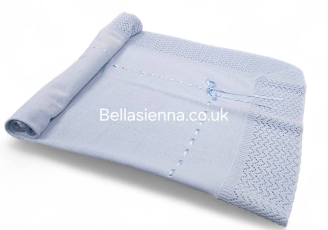 Beautiful Traditional Blue Baby Receiving Shawl With Ribbon -2432