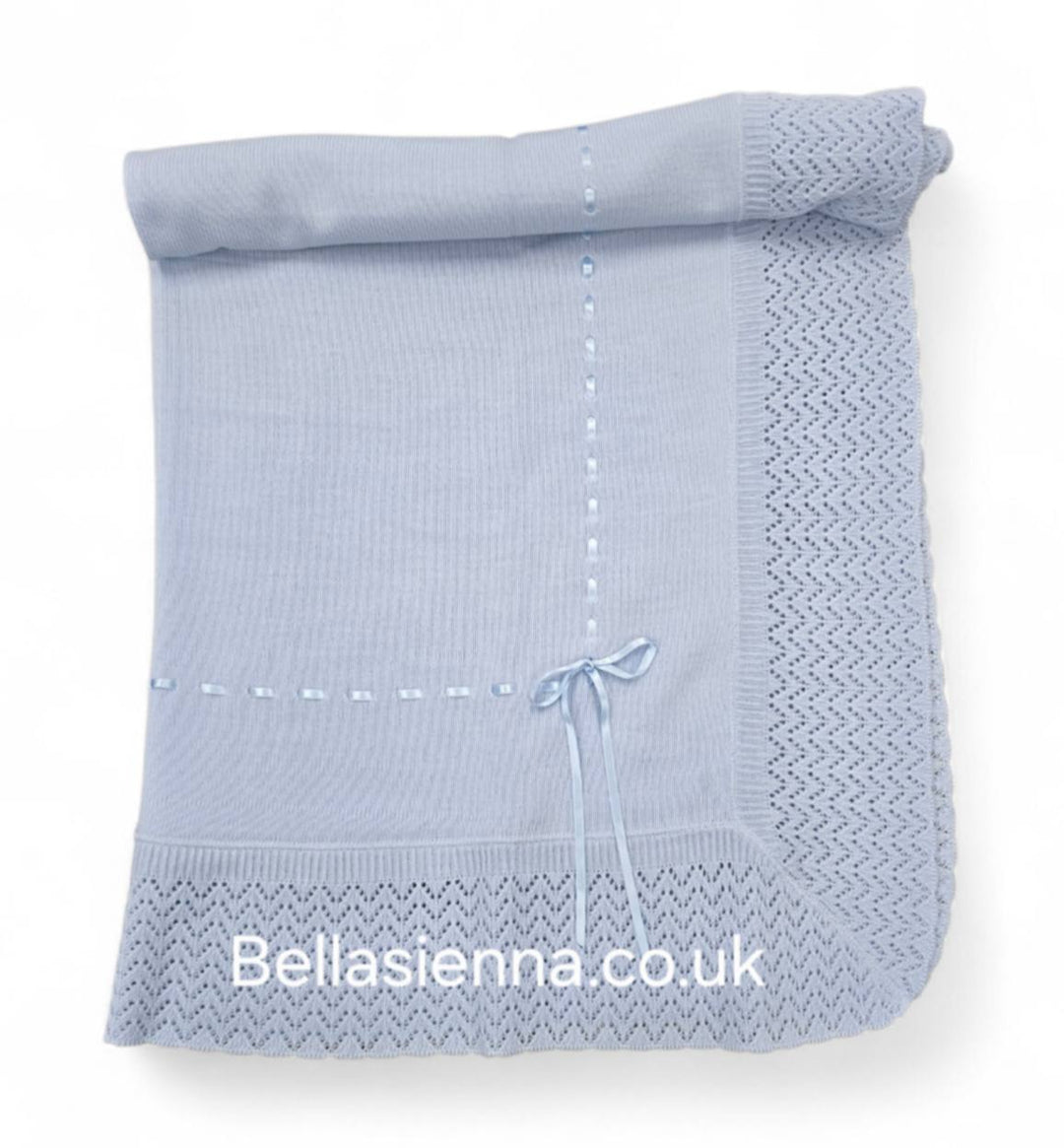 Beautiful Traditional Blue Baby Receiving Shawl With Ribbon -2432