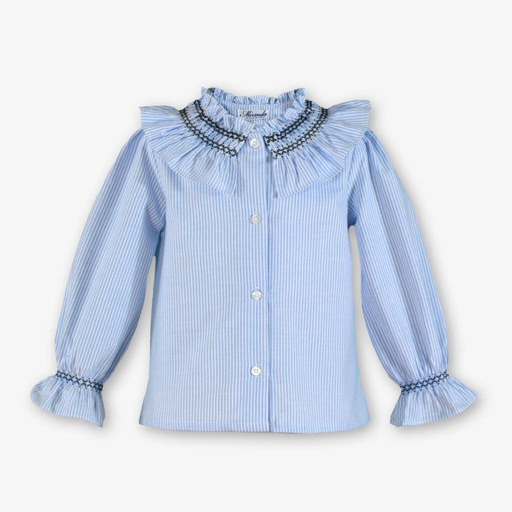 PRE-ORDER - Miranda Girls Navy Smocked Blouse & Skirt Set - 0244-2/F