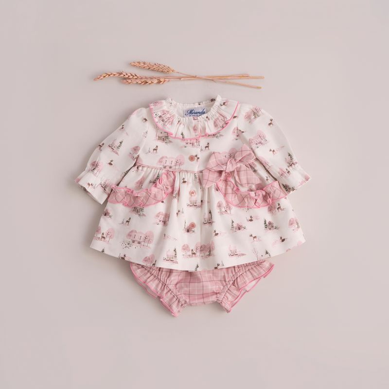 Miranda Baby Girls Pink "Winter Scene" Dress & Pants Set - 24/VB