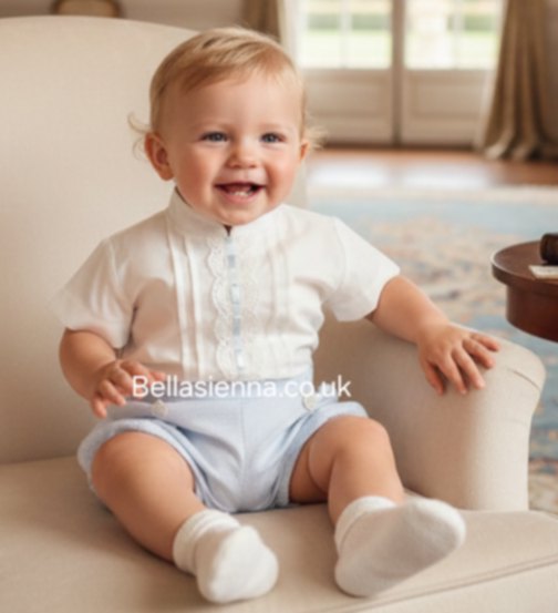 Miranda Baby Boys White & Blue Two Piece Set - 24 23