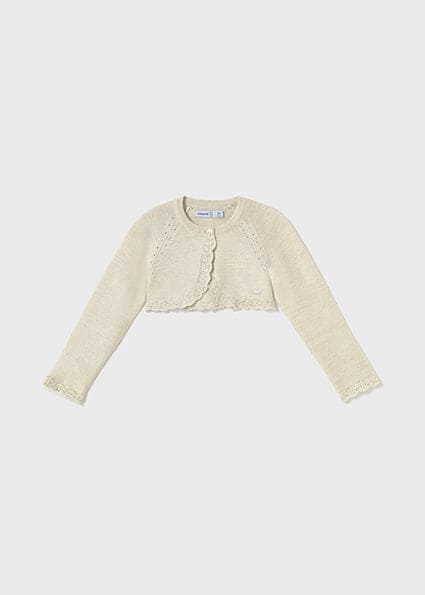 Mayoral Champagne With Gold Fleck Tricot Cardigan - 306 - 44 - Champagne