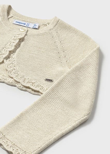 Mayoral Champagne With Gold Fleck Tricot Cardigan - 306 - 44 - Champagne