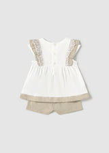 Mayoral Girls Pretty Two Piece Shorts Set With Lace & Bow Detail - 1236