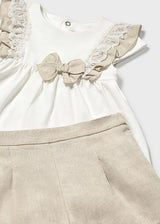 Mayoral Girls Pretty Two Piece Shorts Set With Lace & Bow Detail - 1236