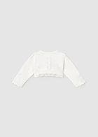 Mayoral Girls Pretty Natural White Shimmer Cardigan With Lace Detail - 1308 - 16 Natural