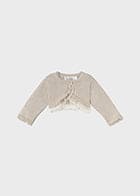 Mayoral Girls Pretty Beige Shimmer Cardigan With Lace Detail - 1308 - 17 - Avena Vig