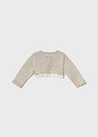Mayoral Girls Pretty Beige Shimmer Cardigan With Lace Detail - 1308 - 17 - Avena Vig