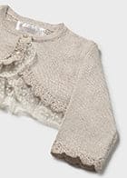 Mayoral Girls Pretty Beige Shimmer Cardigan With Lace Detail - 1308 - 17 - Avena Vig