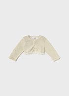 Mayoral Girls Pretty Beige Shimmer Cardigan With Lace Detail - 1308 - 18 - Champagne
