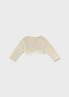 Mayoral Girls Pretty Beige Shimmer Cardigan With Lace Detail - 1308 - 18 - Champagne
