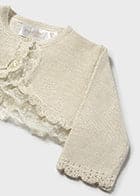 Mayoral Girls Pretty Beige Shimmer Cardigan With Lace Detail - 1308 - 18 - Champagne