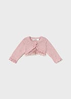 Mayoral Girls Pretty Pink Shimmer Cardigan With Lace Detail - 1308 - 19 - Rosa Baby