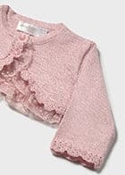Mayoral Girls Pretty Pink Shimmer Cardigan With Lace Detail - 1308 - 19 - Rosa Baby