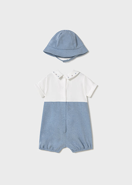 Mayoral Baby Boys Better Cotton Romper & Matching Sun Hat - 1605