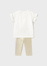 Mayoral Baby Tulle Applique Top With Leggings Set - Bone - 1734
