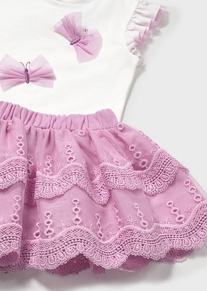 Mayoral Baby Tulle Skirt And Top Set - Mauve - 1929