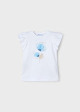 Mayoral Girls Ivory, Blue & Beige Flower Print Shorts & Top Set - 3002 & 3905