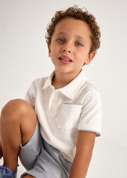 Mayoral Boys White & Blue Polo Shirt & Shorts Set - 3232