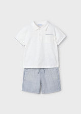 Mayoral Boys White & Blue Polo Shirt & Shorts Set - 3232