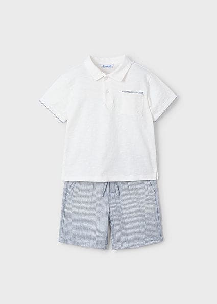 Mayoral Boys White & Blue Polo Shirt & Shorts Set - 3232