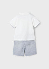 Mayoral Boys White & Blue Polo Shirt & Shorts Set - 3232