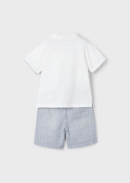 Mayoral Boys White & Blue Polo Shirt & Shorts Set - 3232