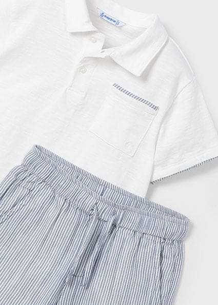 Mayoral Boys White & Blue Polo Shirt & Shorts Set - 3232