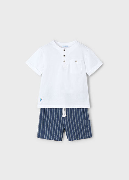 Mayoral Boys Navy Stripe Shorts & T-Shirt Set - 3603