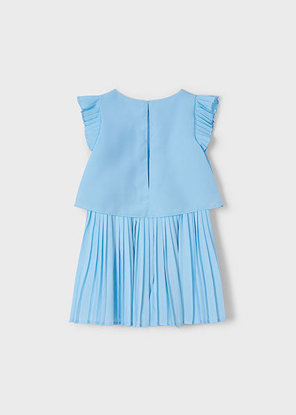 Mayoral Girls Light Blue Pleated Playsuit - 3871