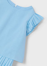 Mayoral Girls Light Blue Pleated Playsuit - 3871