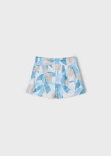 Mayoral Girls Ivory, Blue & Beige Flower Print Shorts & Top Set - 3002 & 3905