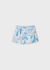 Mayoral Girls Ivory, Blue & Beige Flower Print Shorts & Top Set - 3002 & 3905