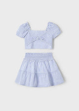 Mayoral Girls Striped Skirt & Top Set - 3945