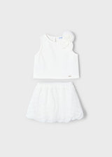 Mayoral Girls Cream Skirt & Top Set - 3966