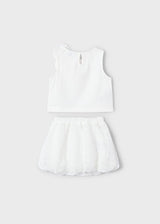 Mayoral Girls Cream Skirt & Top Set - 3966