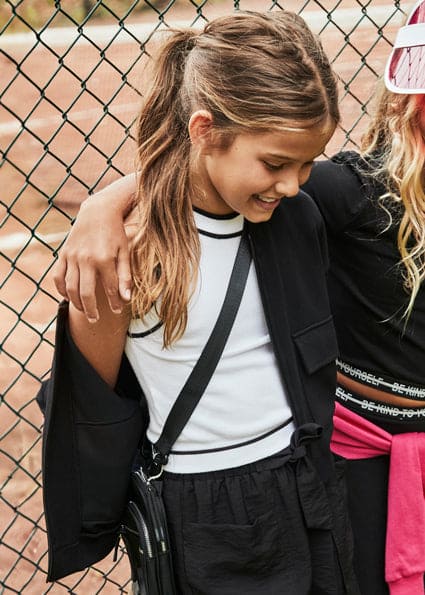 Mayoral Older Girls Trendy Black & White Shorts & Top Set - 6041 & 6216