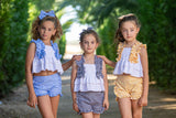 Babine White & Blue Gingham Shorts Set - 2522018
